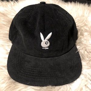 Black Corduroy Playboy Bunny Hat